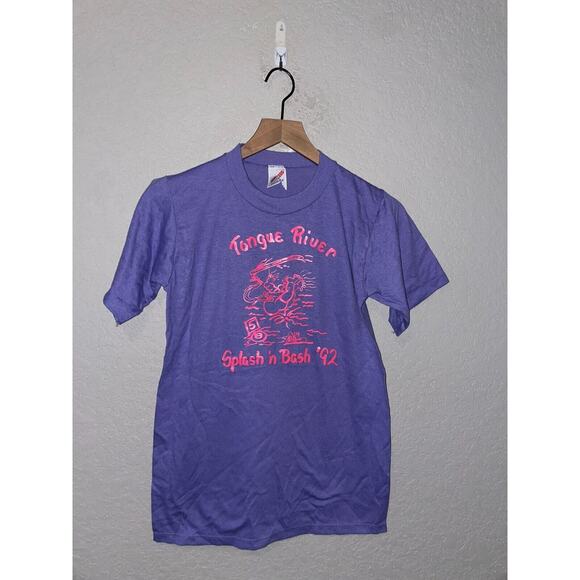 Vintage Tongue River Shirt Splash N Bash Old Fart Purple Graphic 90s Small - Picture 1 of 15